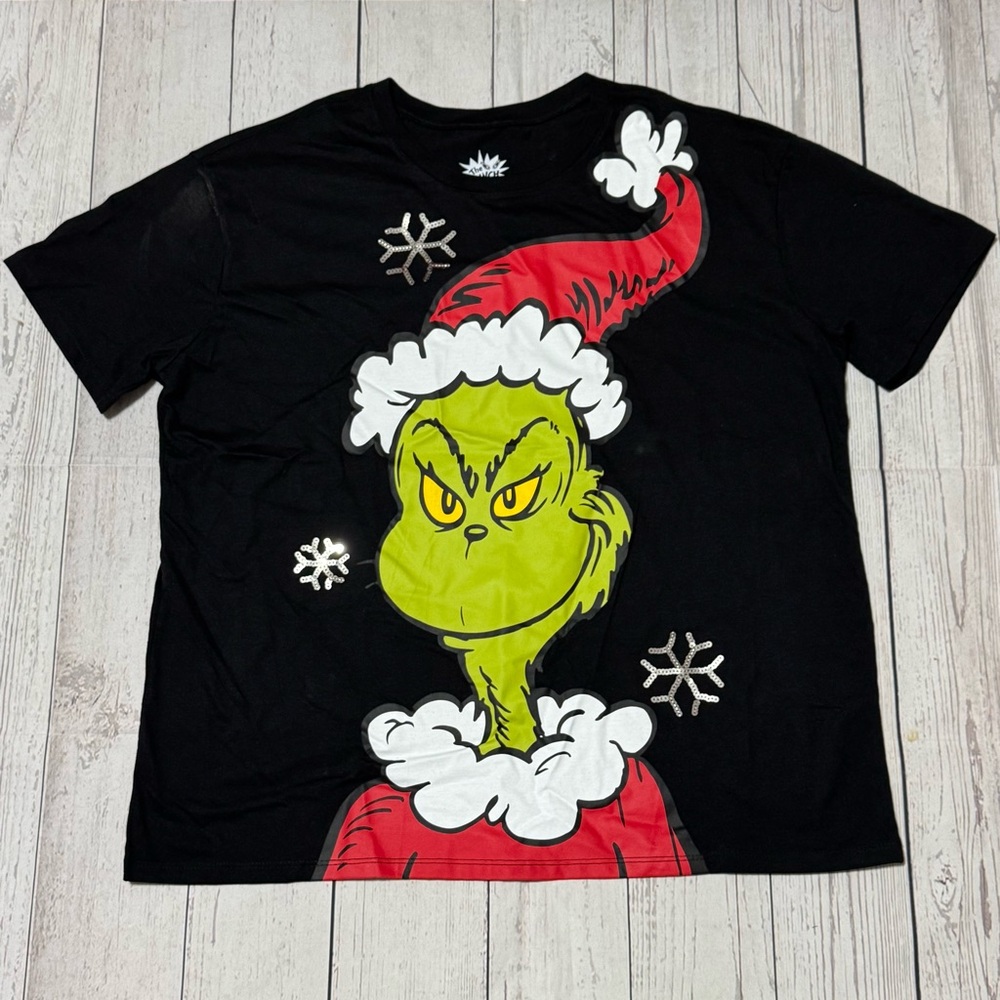 The Grinch Dr. Seuss unisex Adult XL black short sleeve Christmas tshirt